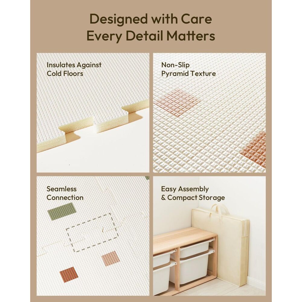NEW Baby Play Mat 6 Interlocking Jigsaw Foam Tiles 44" x 66" Reversible 2 Images - Picture 6 of 9